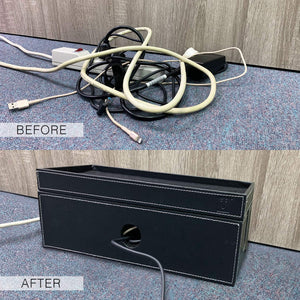 NEET cable box, large cable box with big capacity, velveteen and PE leather, cord organizer box, storage box, cable management box, power strip hider, modern classic design, home decoration, d moose cable box, blue lounge cable box